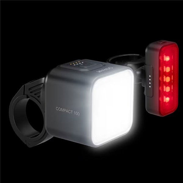 Ensemble de lumières pour vélo LEDsBIKE COMPACT 100 SET 100 lux avec mode auteur, lumière de frein, USB-C et IP54