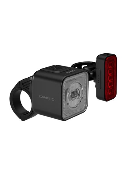 Ensemble de lumières pour vélo LEDsBIKE COMPACT 100 SET 100 lux avec mode auteur, lumière de frein, USB-C et IP54