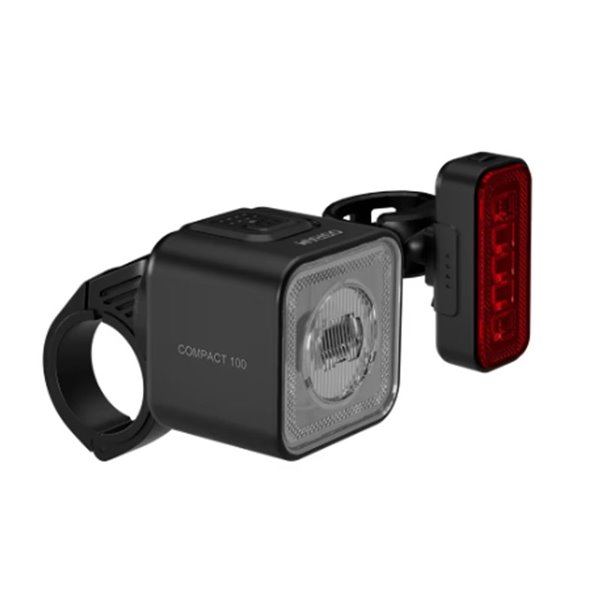 Ensemble de lumières pour vélo LEDsBIKE COMPACT 100 SET 100 lux avec mode auteur, lumière de frein, USB-C et IP54
