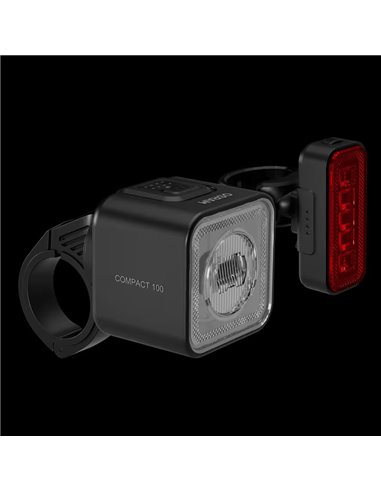 Set de luces para bicicleta LEDsBIKE COMPACT 100 SET 100 lux con modo automático, luz de freno, USB-C e IP54