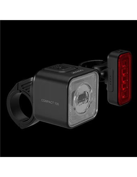 Set de luces para bicicleta LEDsBIKE COMPACT 100 SET 100 lux con modo automático, luz de freno, USB-C e IP54