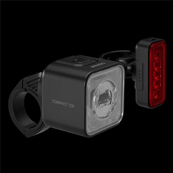 Ensemble de lumières pour vélo LEDsBIKE COMPACT 100 SET 100 lux avec mode auteur, lumière de frein, USB-C et IP54