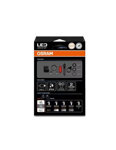 Ensemble de lumières pour vélo LEDsBIKE COMPACT 100 SET 100 lux avec mode auteur, lumière de frein, USB-C et IP54