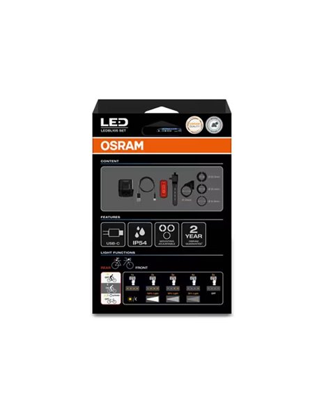 Set de luces para bicicleta LEDsBIKE COMPACT 100 SET 100 lux con modo automático, luz de freno, USB-C e IP54