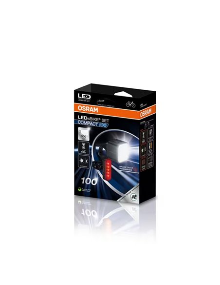 Set de luces para bicicleta LEDsBIKE COMPACT 100 SET 100 lux con modo automático, luz de freno, USB-C e IP54