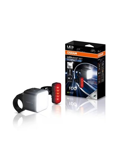 Set de luces para bicicleta LEDsBIKE COMPACT 100 SET 100 lux con modo automático, luz de freno, USB-C e IP54
