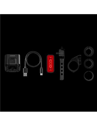 Ensemble de lumières pour vélo LEDsBIKE COMPACT 100 SET 100 lux avec mode auteur, lumière de frein, USB-C et IP54