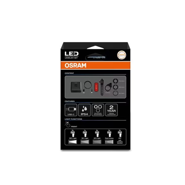 Set de luces para bicicleta LEDsBIKE EXPLORER X 500 SET 500Lm con USB-C, IP54 y soporte Garmin Ø22,2–35 mm