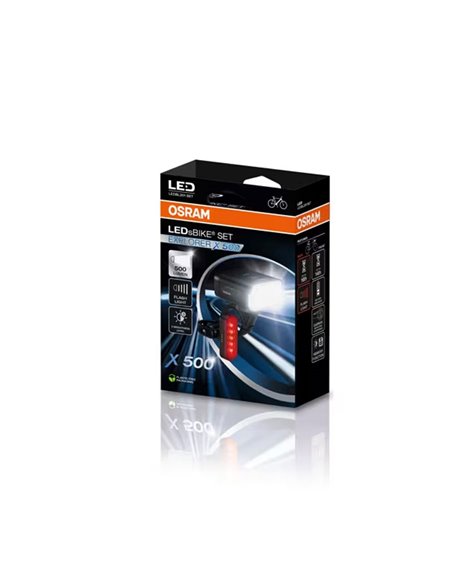 Set de luces para bicicleta LEDsBIKE EXPLORER X 500 SET 500Lm con USB-C, IP54 y soporte Garmin Ø22,2–35 mm