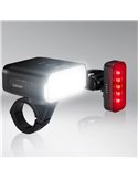Set de luces para bicicleta LEDsBIKE EXPLORER X 500 SET 500Lm con USB-C, IP54 y soporte Garmin Ø22,2–35 mm