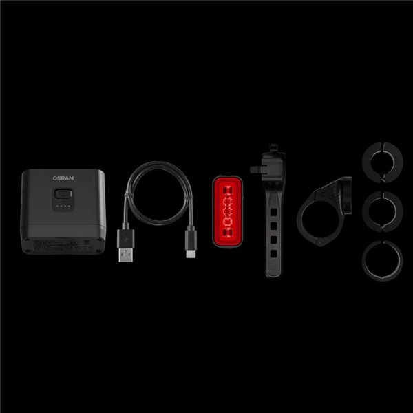 Kit d'éclairage vélo LEDsBIKE EXPLORER X 500 de 500 lm avec port USB-C, étanchéité IP54 et support Garmin Ø 22,2–35 mm