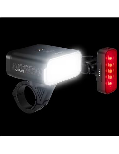 Set de luces bicicleta LEDsBIKE EXPLORER X 1000 SET 1000Lm con modo automático, luz de freno, USB-C e IP54