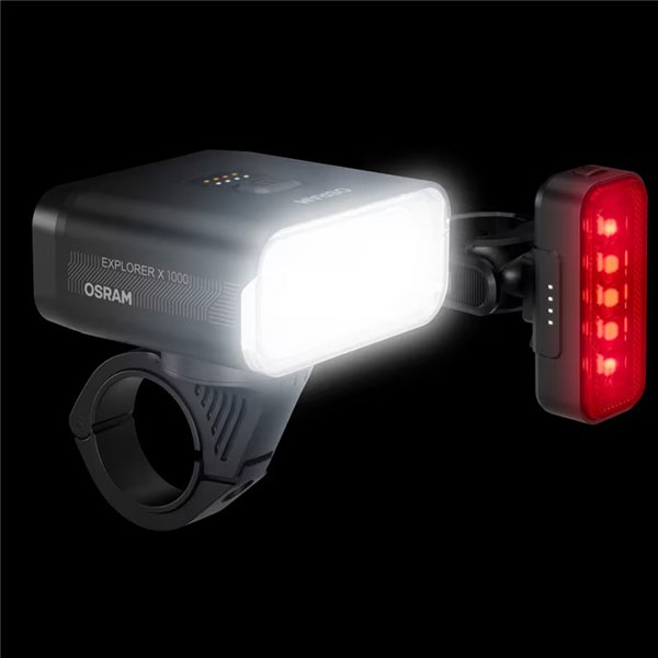 Set de luces bicicleta LEDsBIKE EXPLORER X 1000 SET 1000Lm con modo automático, luz de freno, USB-C e IP54