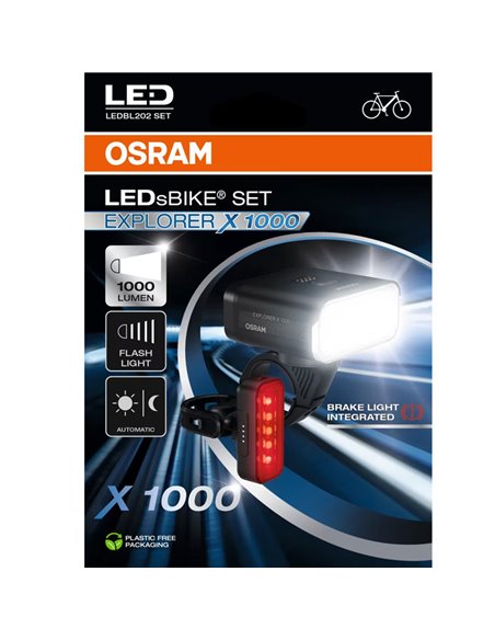 Set de luces bicicleta LEDsBIKE EXPLORER X 1000 SET 1000Lm con modo automático, luz de freno, USB-C e IP54