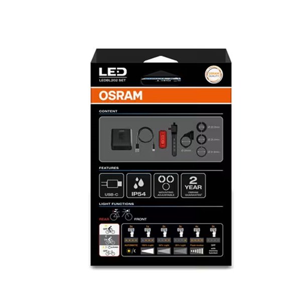 Set de luces bicicleta LEDsBIKE EXPLORER X 1000 SET 1000Lm con modo automático, luz de freno, USB-C e IP54