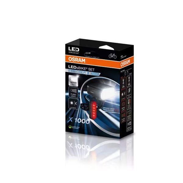 Set de luces bicicleta LEDsBIKE EXPLORER X 1000 SET 1000Lm con modo automático, luz de freno, USB-C e IP54