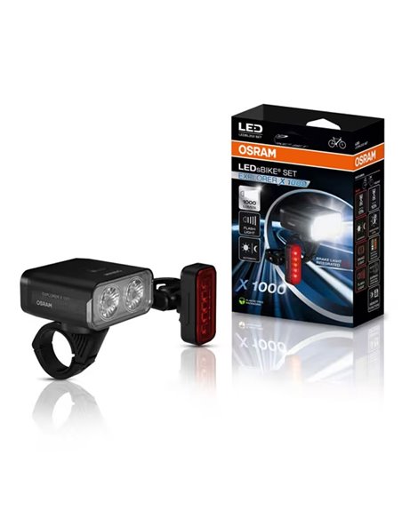 Set de luces bicicleta LEDsBIKE EXPLORER X 1000 SET 1000Lm con modo automático, luz de freno, USB-C e IP54
