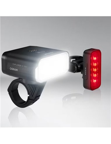 Set de luces bicicleta LEDsBIKE EXPLORER X 1000 SET 1000Lm con modo automático, luz de freno, USB-C e IP54