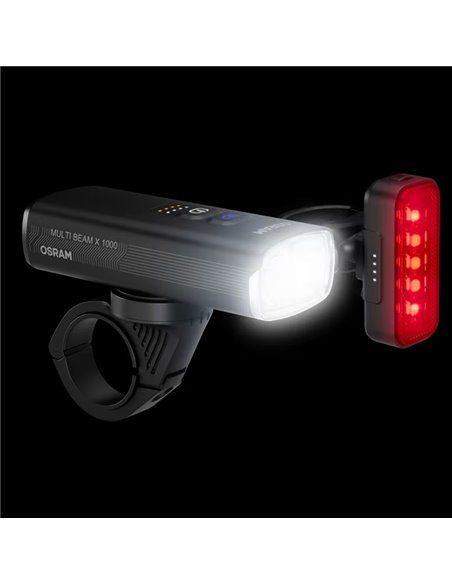 Ensemble d'éclairage vélo LEDsBIKE MULTI BEAM X 1000, 1000 lm, avec feux de route, automatique et USB-C, IP54