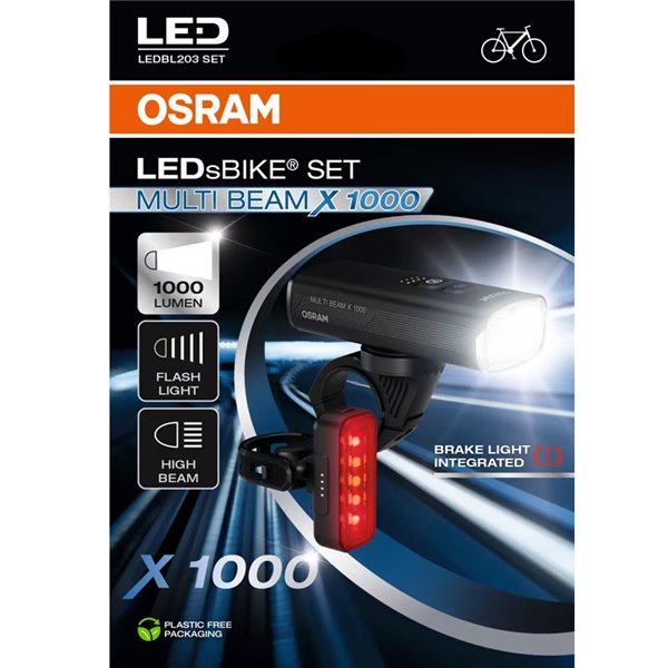 Set de luces para bicicleta LEDsBIKE MULTI BEAM X 1000 SET 1000Lm con luces largas, automático y USB-C, IP54