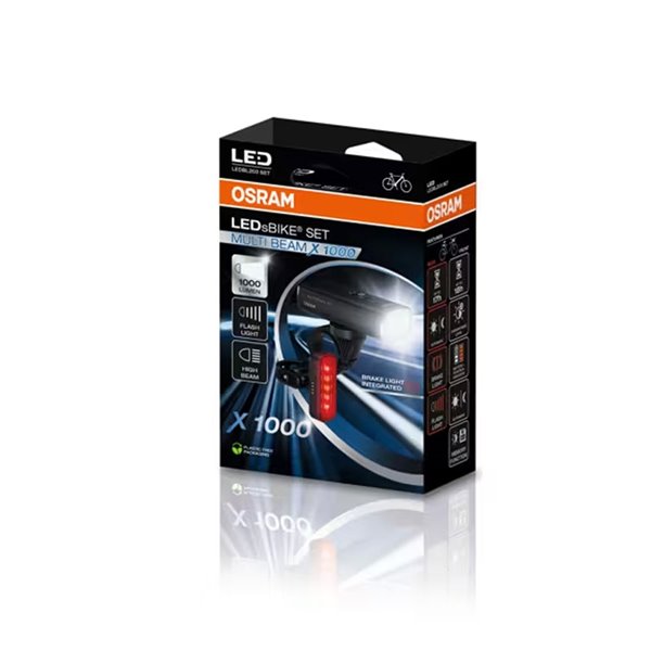 Set de luces para bicicleta LEDsBIKE MULTI BEAM X 1000 SET 1000Lm con luces largas, automático y USB-C, IP54