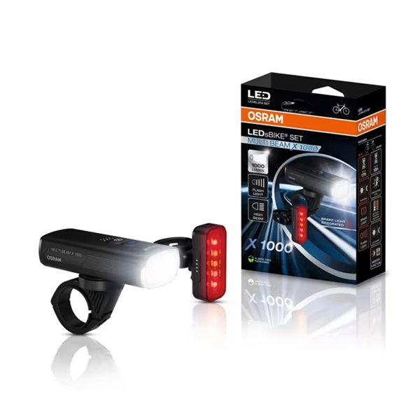 Set de luces para bicicleta LEDsBIKE MULTI BEAM X 1000 SET 1000Lm con luces largas, automático y USB-C, IP54
