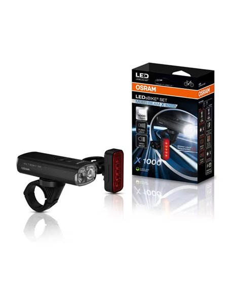 Conjunto de luzes para bicicleta LEDsBIKE MULTI BEAM X 1000 de 1000 lúmens com farol alto, acionamento automático e USB-C, IP54