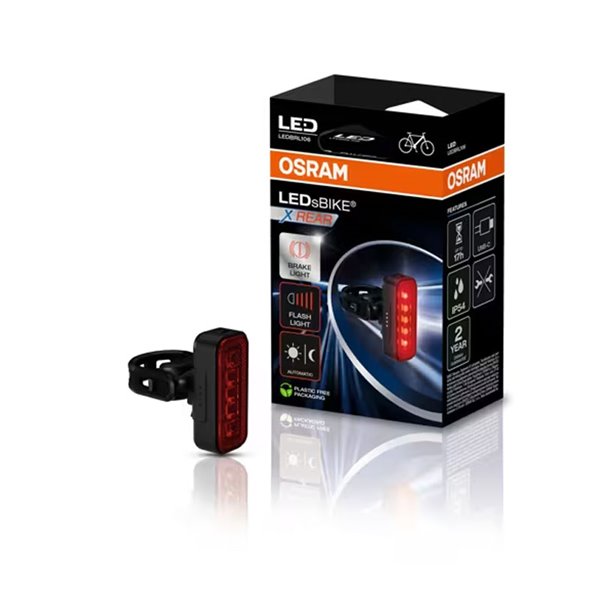 Feu arrière de vélo LEDsBIKE X REAR avec feu stop, automatique et clignotant, USB-C et IP54