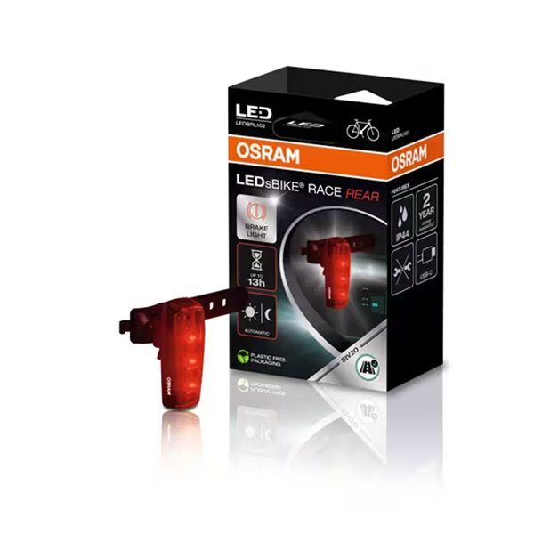 Luz trasera para bicicleta LEDsBIKE RACE REAR con luz de freno y modo automático, USB-C, StVZO e IP54