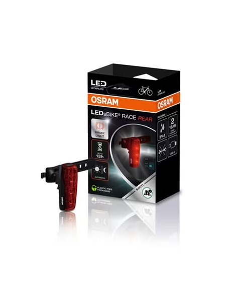Luz trasera para bicicleta LEDsBIKE RACE REAR con luz de freno y modo automático, USB-C, StVZO e IP54