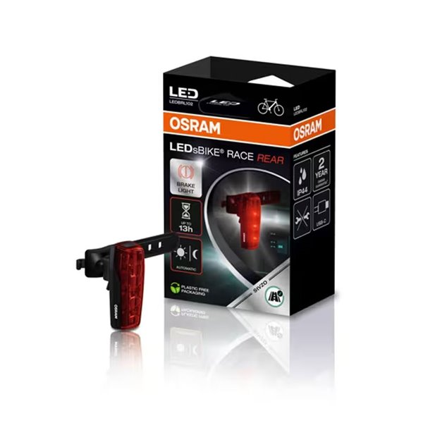 Luz trasera para bicicleta LEDsBIKE RACE REAR con luz de freno y modo automático, USB-C, StVZO e IP54