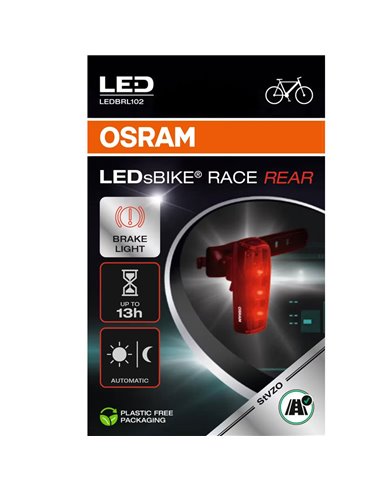 Luz traseira de bicicleta LEDsBIKE RACE com luz de freio e modo automático, USB-C, StVZO e IP54