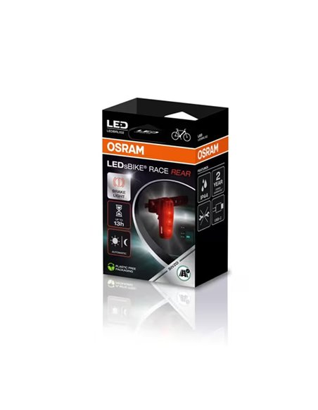 Luz traseira de bicicleta LEDsBIKE RACE com luz de freio e modo automático, USB-C, StVZO e IP54