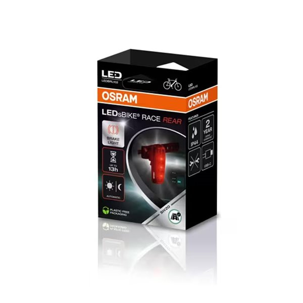 Luz traseira de bicicleta LEDsBIKE RACE com luz de freio e modo automático, USB-C, StVZO e IP54