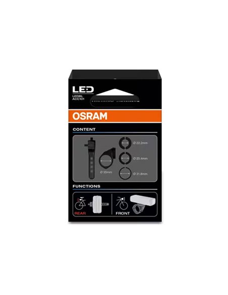 Kit de montagem de luz de bicicleta LEDsBIKE ACC101 com suporte para Garmin e alça traseira, Ø22,2–35 mm