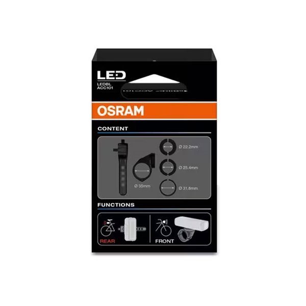 Kit de fixation pour éclairage vélo LEDsBIKE ACC101 avec support Garmin et sangle arrière, Ø 22,2–35 mm