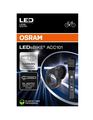 Kit de fixation pour éclairage vélo LEDsBIKE ACC101 avec support Garmin et sangle arrière, Ø 22,2–35 mm