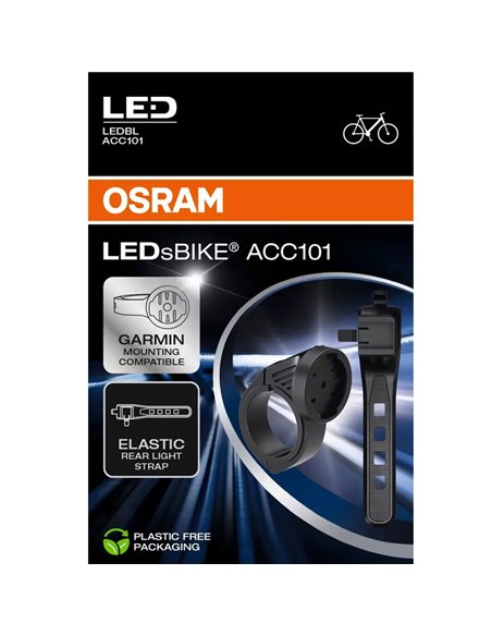 Kit de montaje para luces de bicicleta LEDsBIKE ACC101 con soporte Garmin y correa trasera, Ø22,2–35 mm
