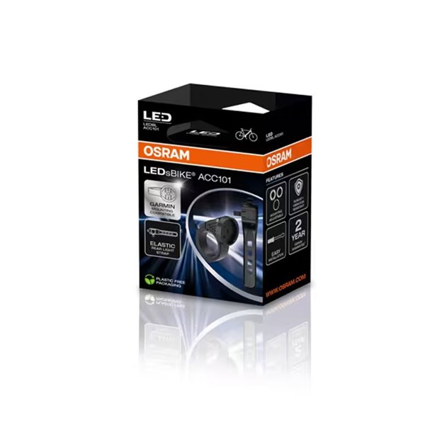 Kit de montaje para luces de bicicleta LEDsBIKE ACC101 con soporte Garmin y correa trasera, Ø22,2–35 mm