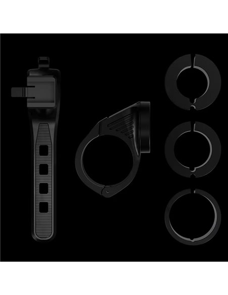 Kit de montaje para luces de bicicleta LEDsBIKE ACC101 con soporte Garmin y correa trasera, Ø22,2–35 mm