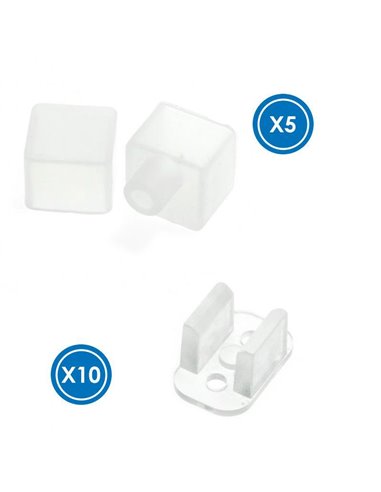 Lot de 2 bouchons et 2 agrafes pour boîtier Slim Neon 8x4 mm LM3985