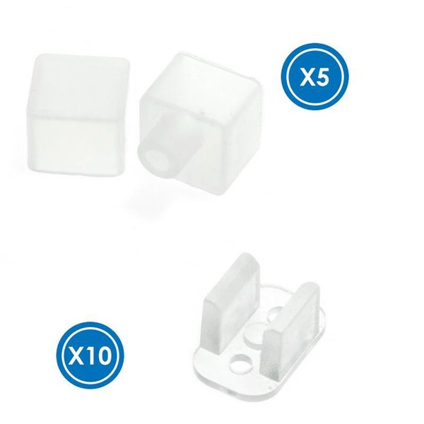 Lot de 2 bouchons et 2 agrafes pour boîtier Slim Neon 8x4 mm LM3985