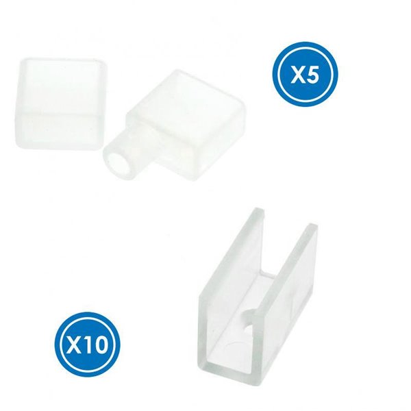 Lot de 2 bouchons et 2 agrafes pour boîtier DROP Neon 13x6 mm LM3983