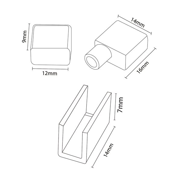Lot de 2 bouchons et 2 agrafes pour boîtier DROP Neon 13x6 mm LM3983