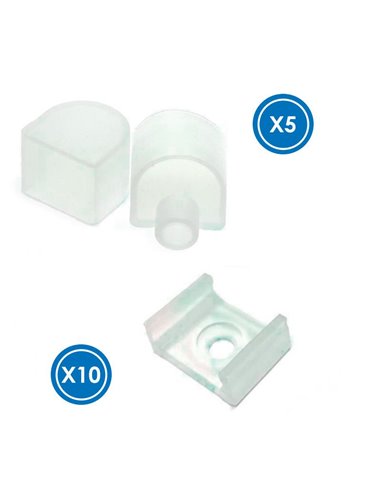 Lot de bouchons et d'agrafes pour boîtier DROP Neon 15x15 mm LM3982