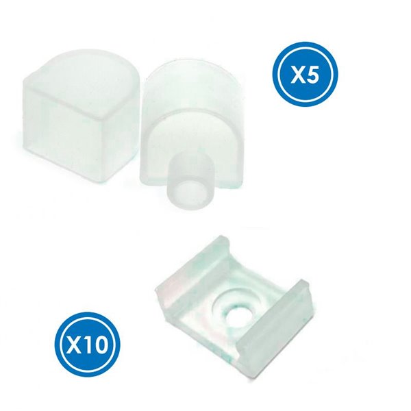Pacote de buchas e grampos para caixa DROP Neon 15x15 mm LM3982