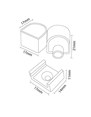 Pacote de buchas e grampos para caixa DROP Neon 15x15 mm LM3982