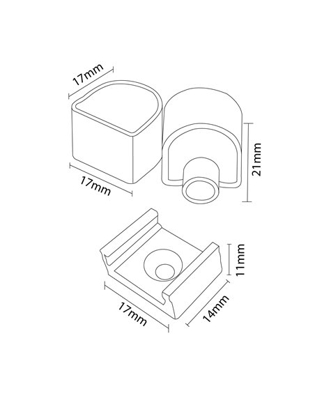 Pacote de buchas e grampos para caixa DROP Neon 15x15 mm LM3982