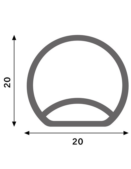 Revêtement en silicone néon pour rubans LED, CYLINDRE 20x20 mm, 20 mètres, LM3981