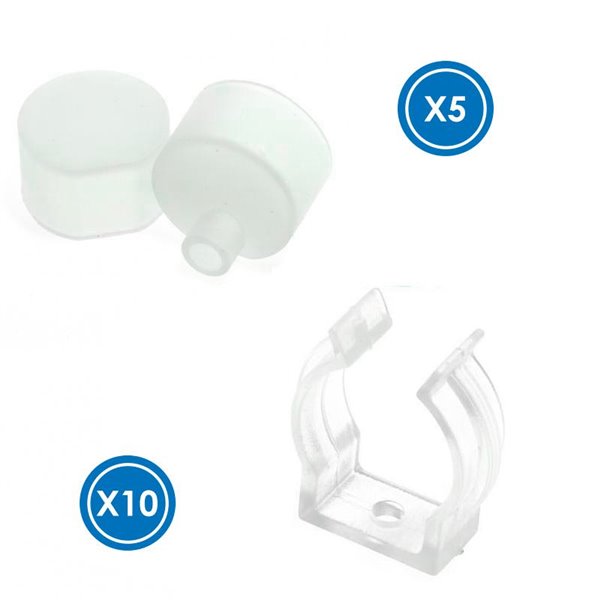 Conjunto de buchas e grampos para tampa cilíndrica de neon 20x20 mm LM3981